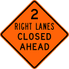 2 (Left/Right) Lanes Closed (Distance) sign