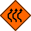 Double Reverse Curve (3 Lanes) sign