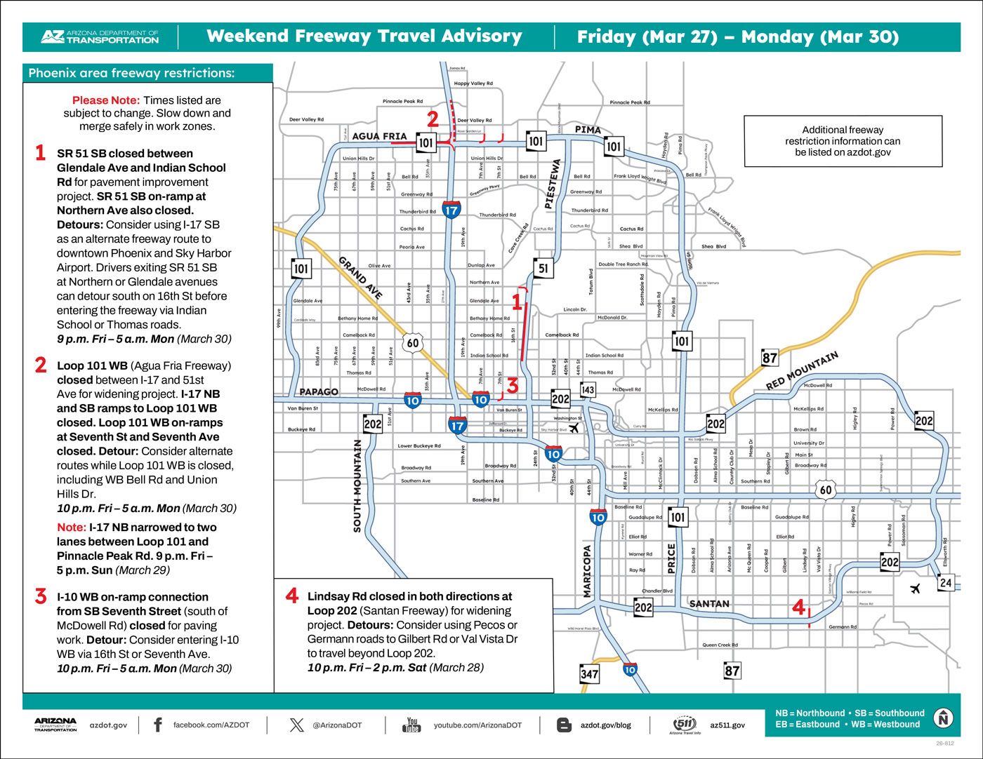 Weekend Closures Map
