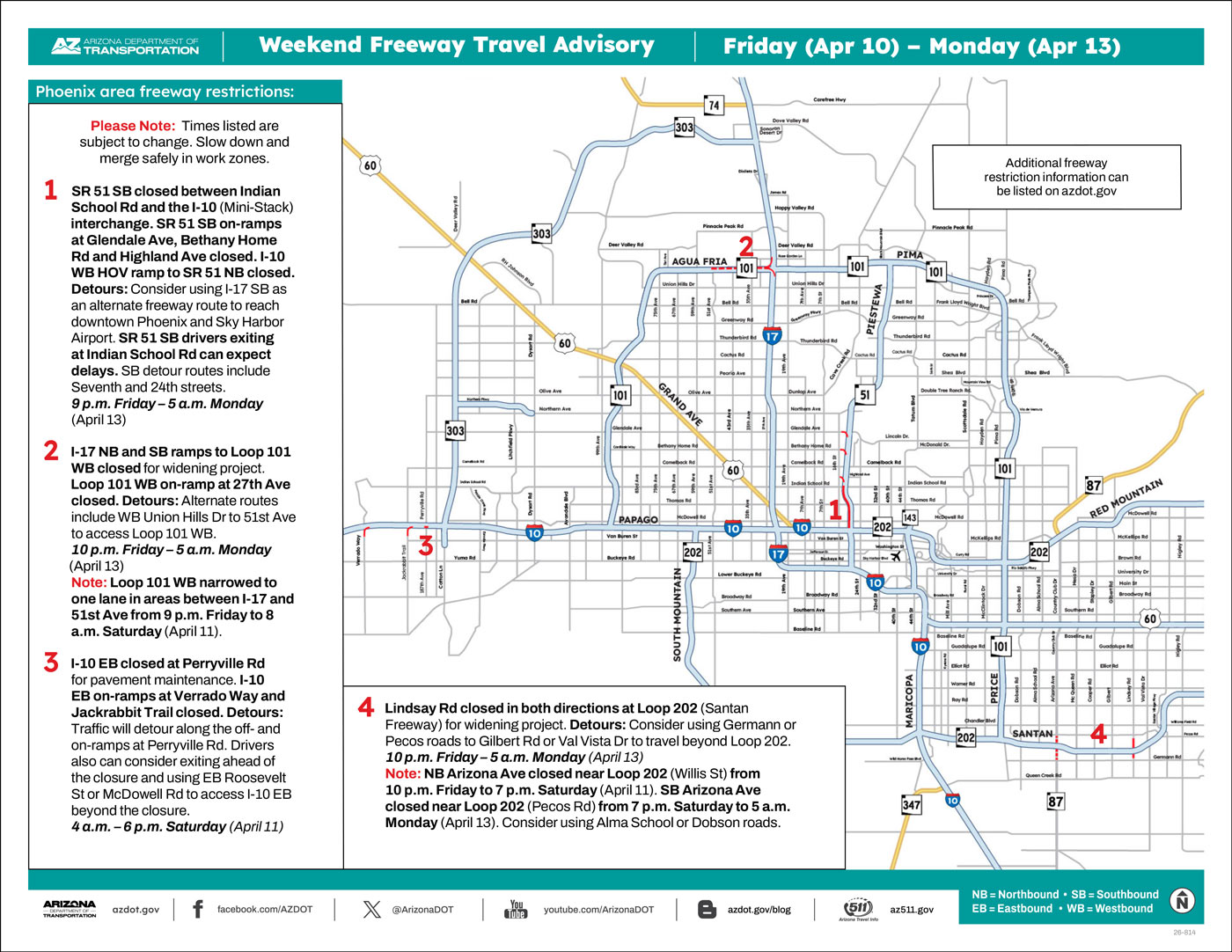 Weekend Closures Map