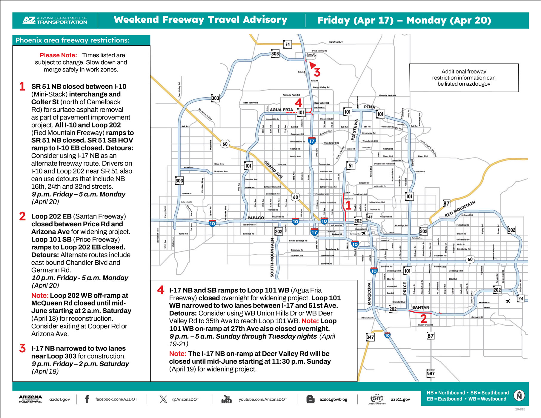 Weekend Closures Map