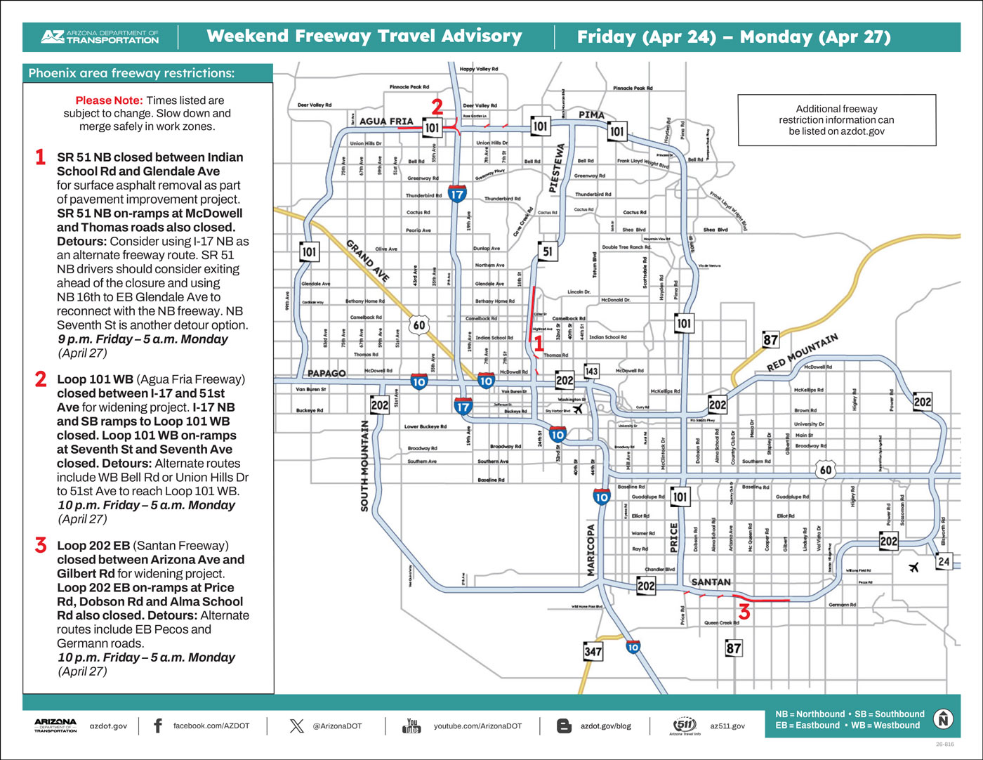 Weekend Closures Map