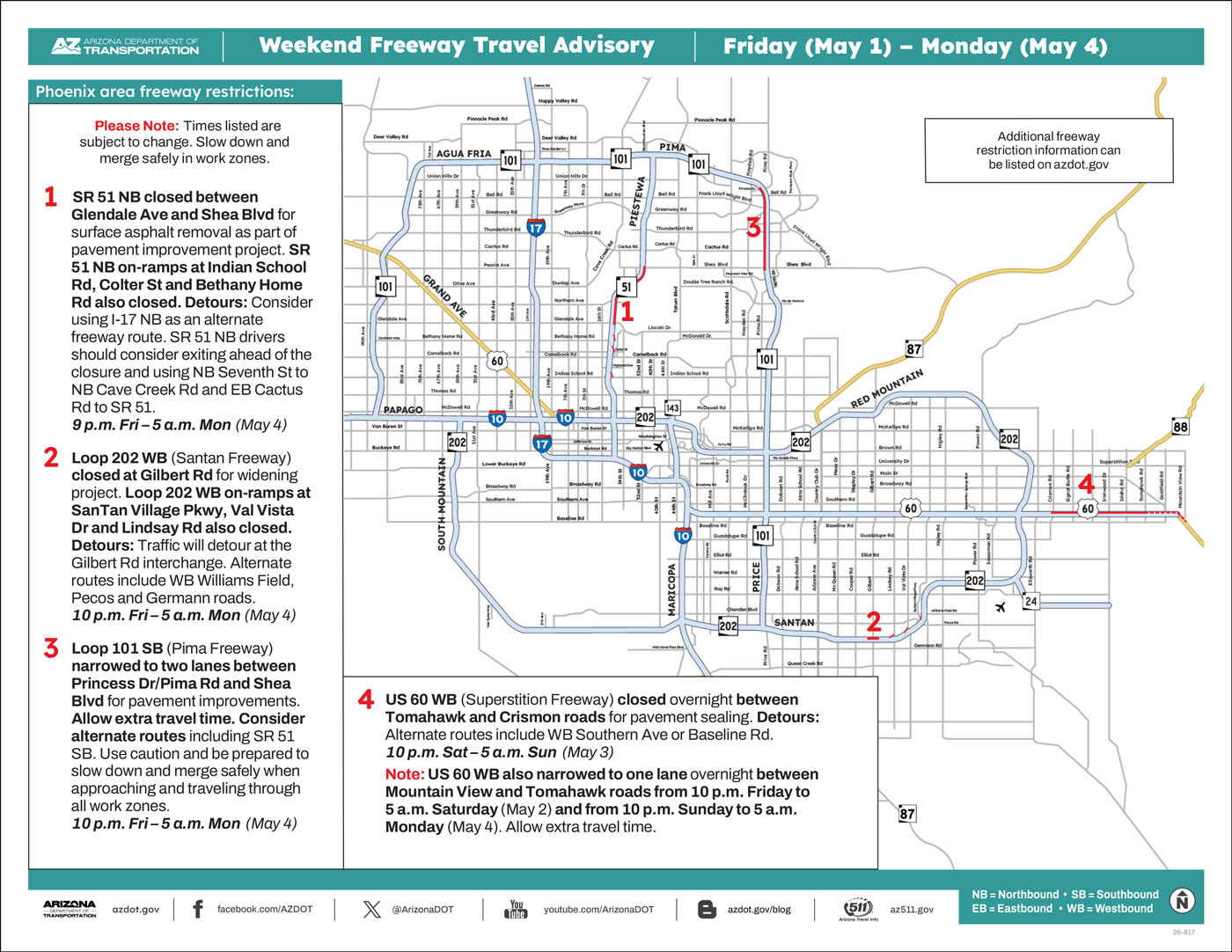 Weekend Closures Map