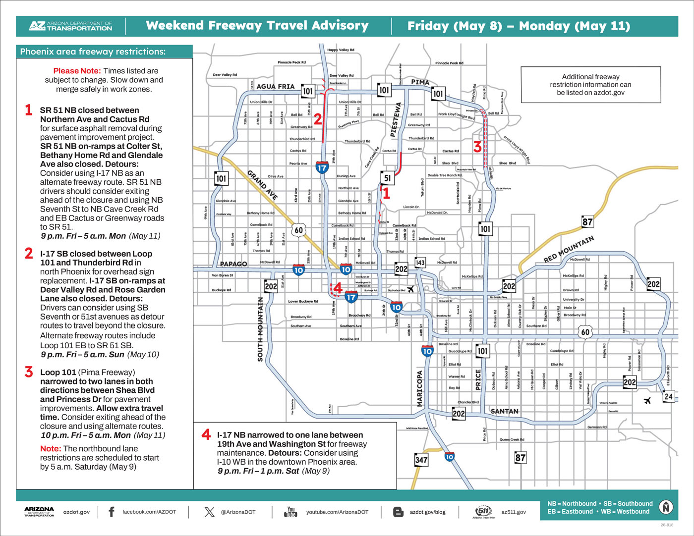Weekend Closures Map