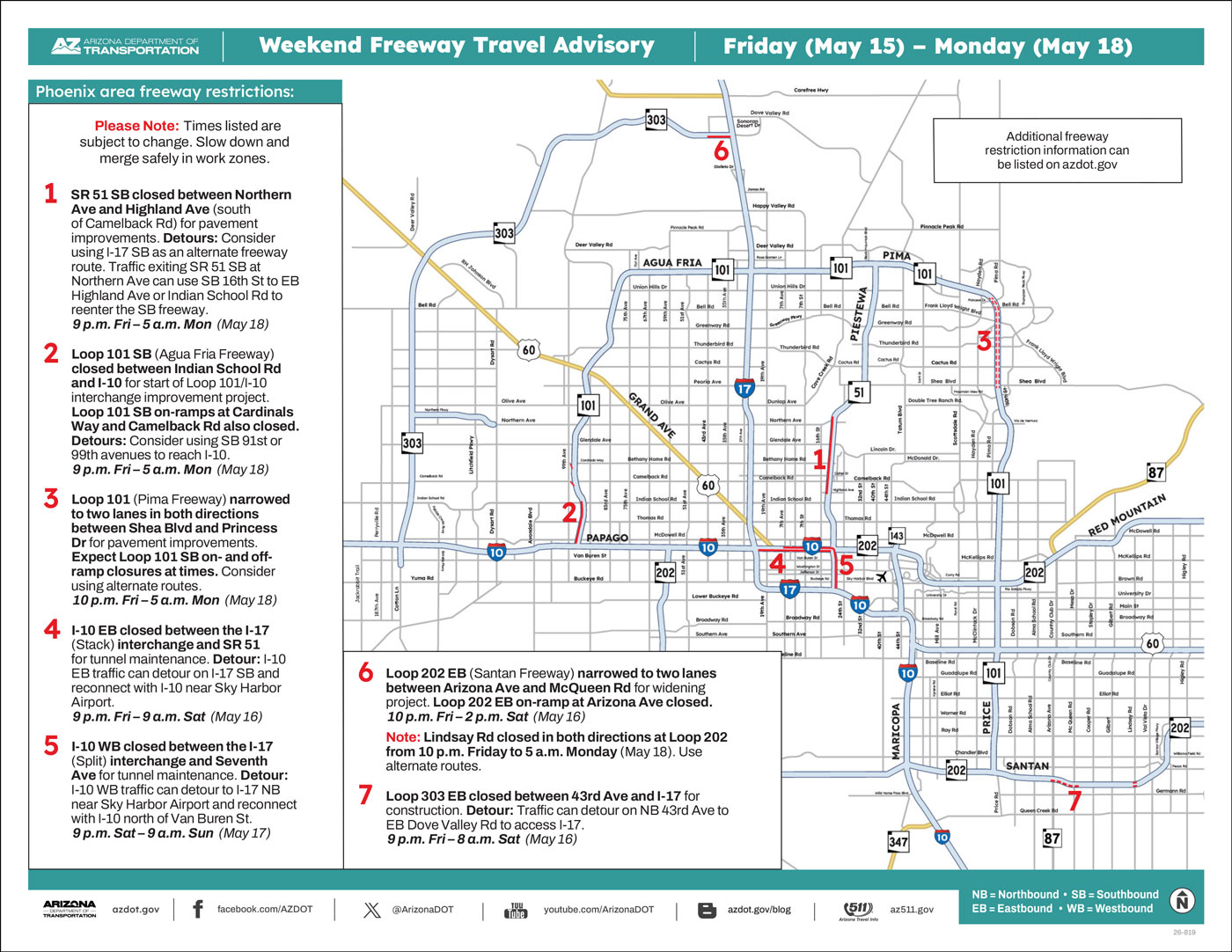 Weekend Closures Map