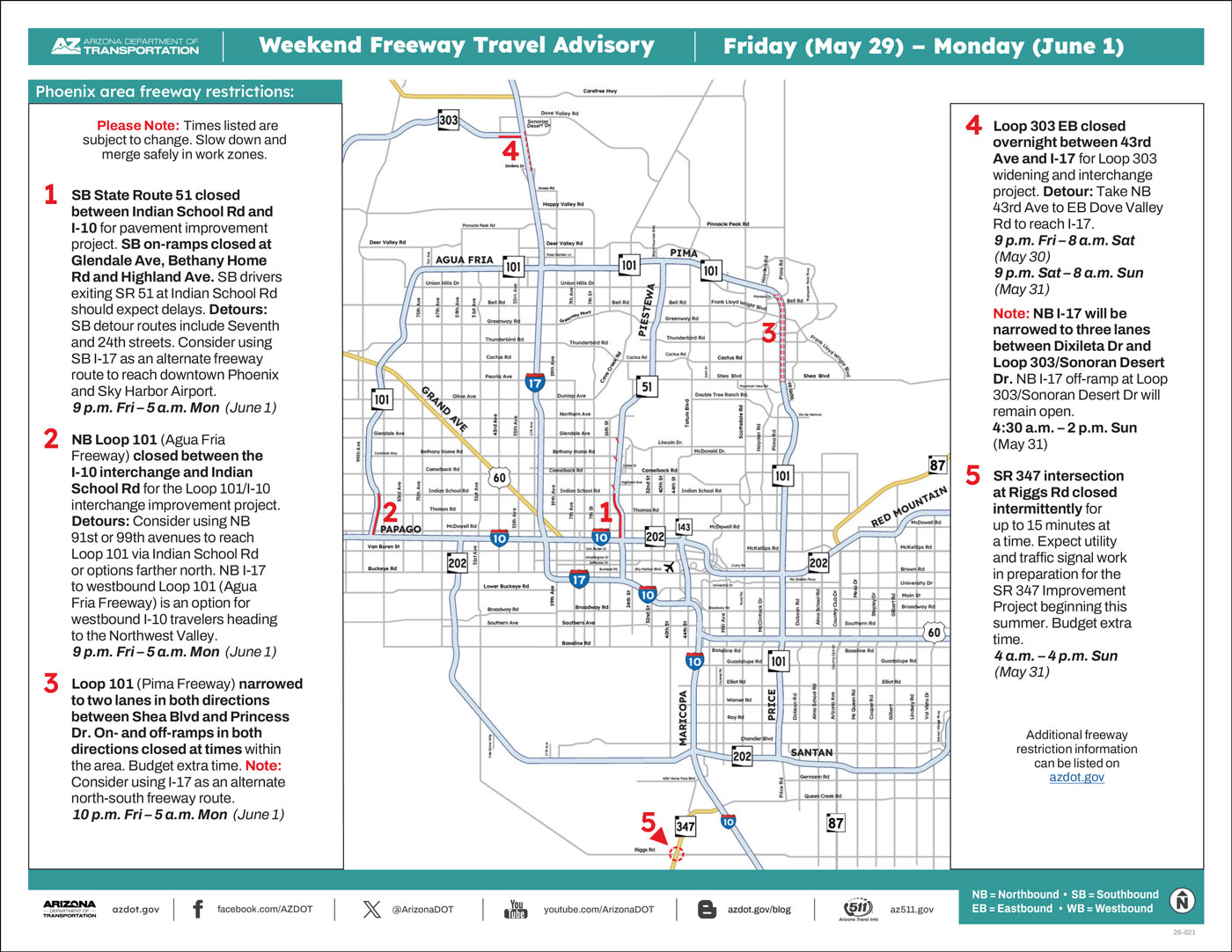 Weekend Closures Map