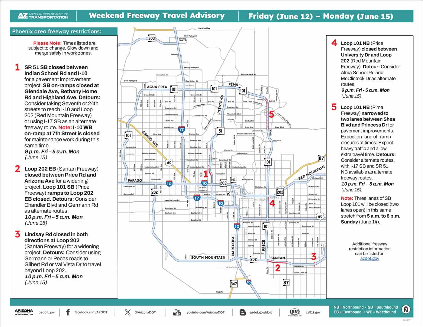 Weekend Closures Map