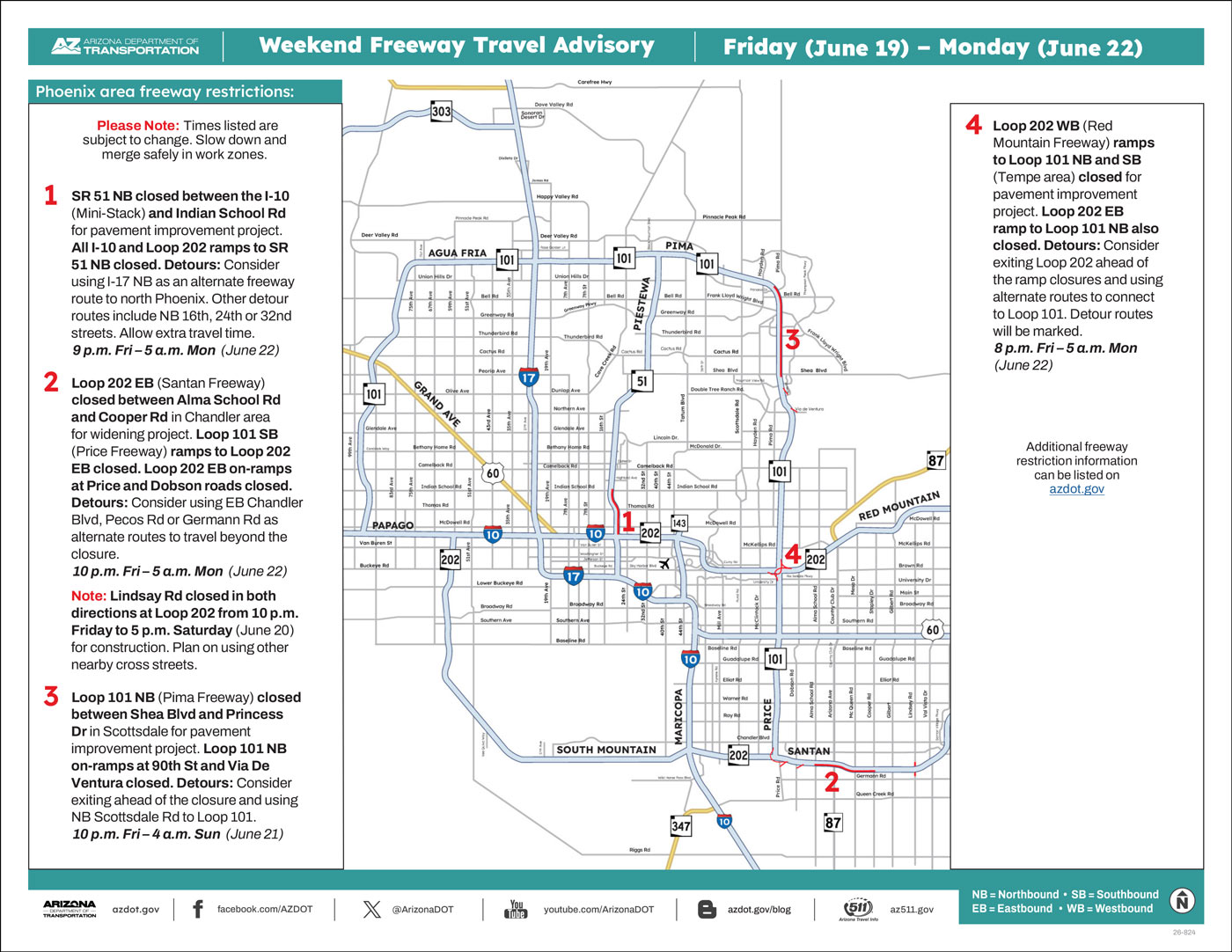 Weekend Closures Map