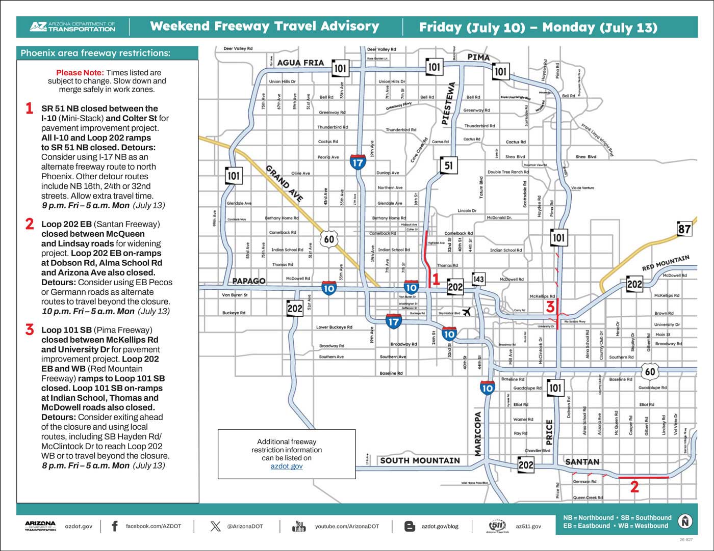 Weekend Closures Map