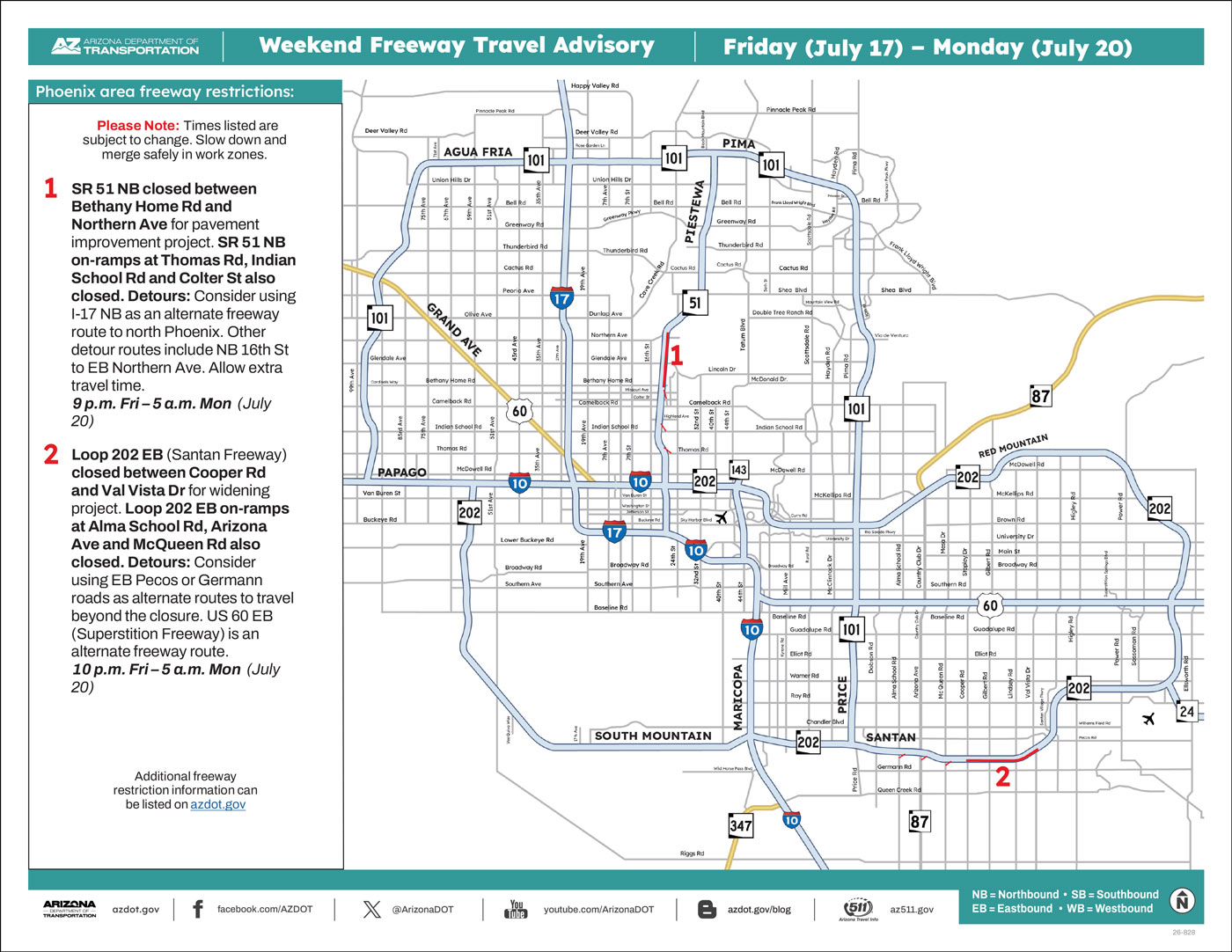 Weekend Closures Map