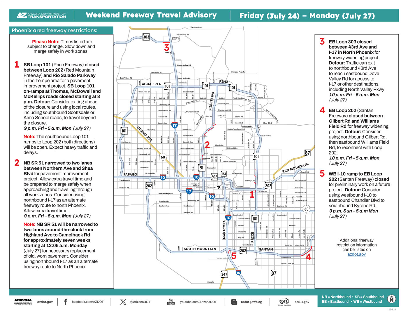 Weekend Closures Map