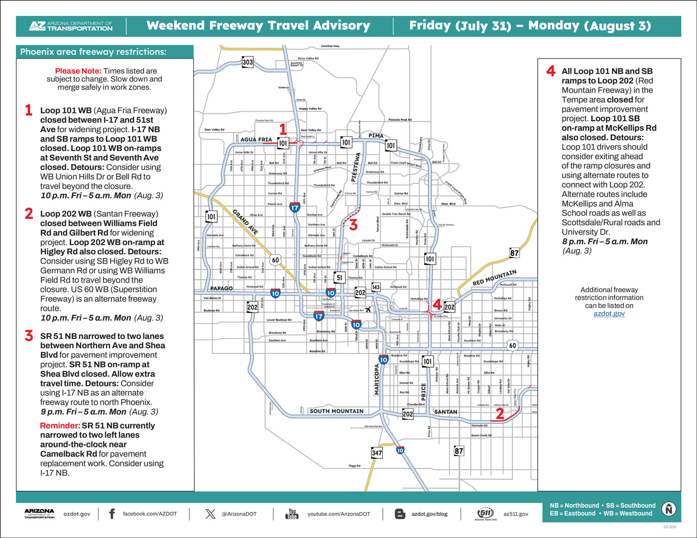 Weekend Closures Map