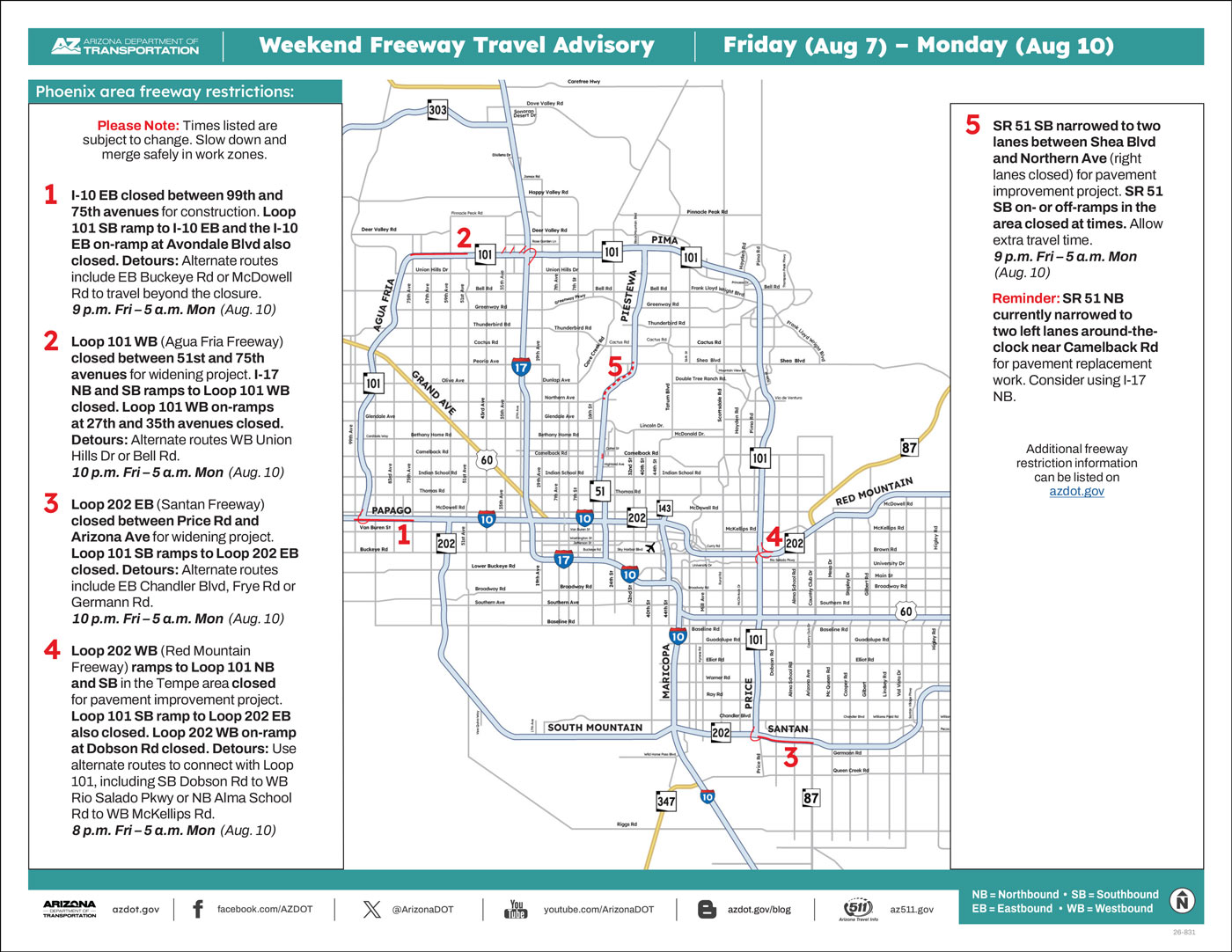 Weekend Closures Map