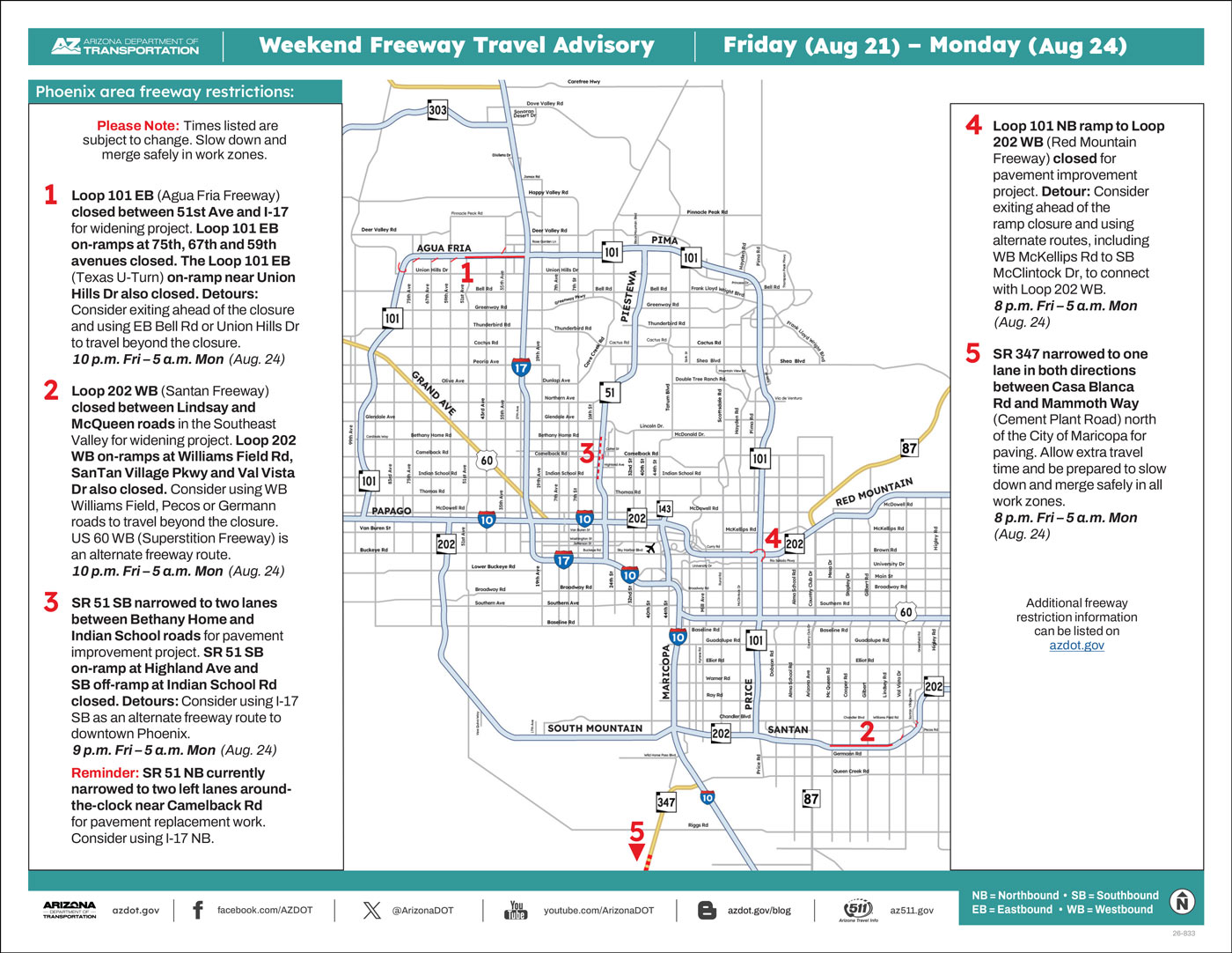 Weekend Closures Map