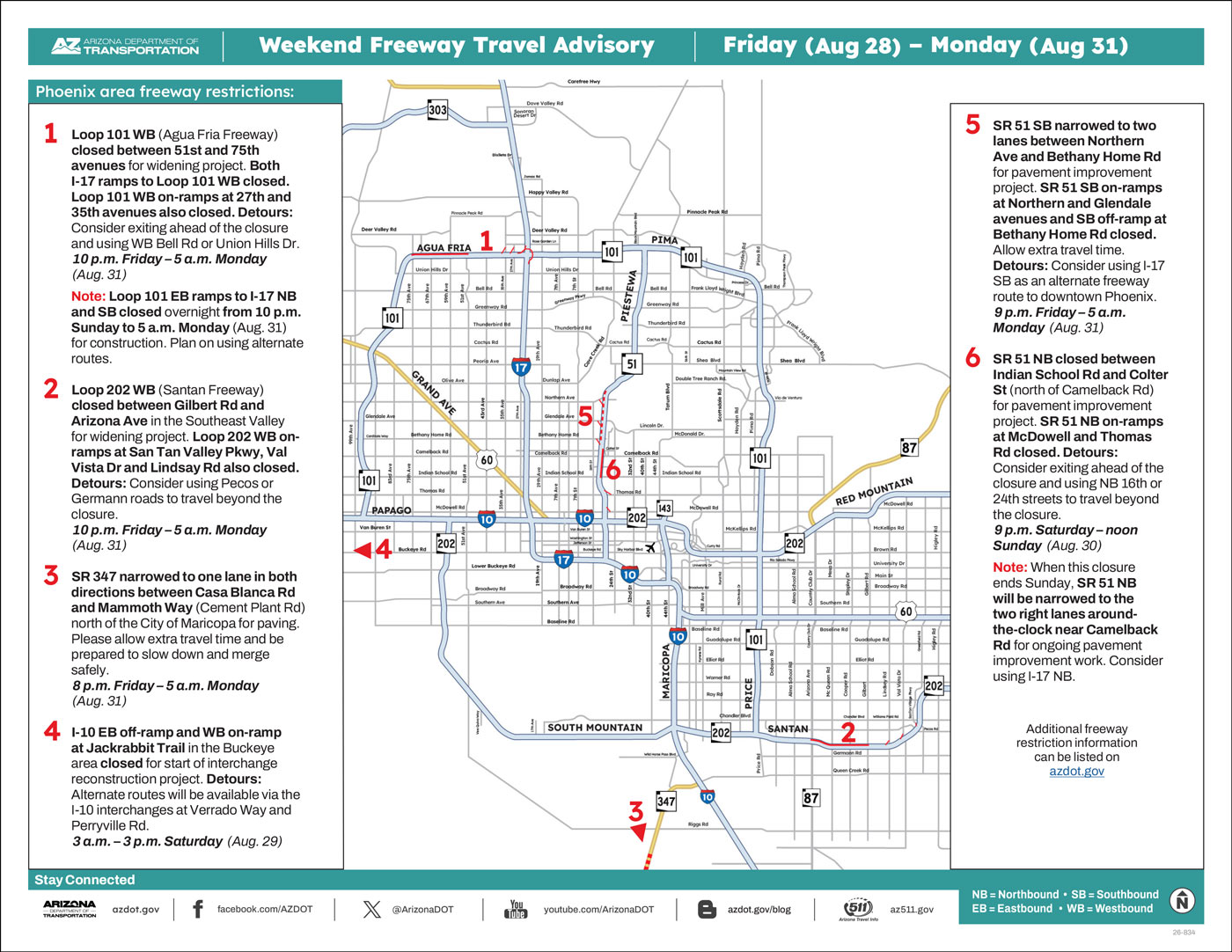 Weekend Closures Map