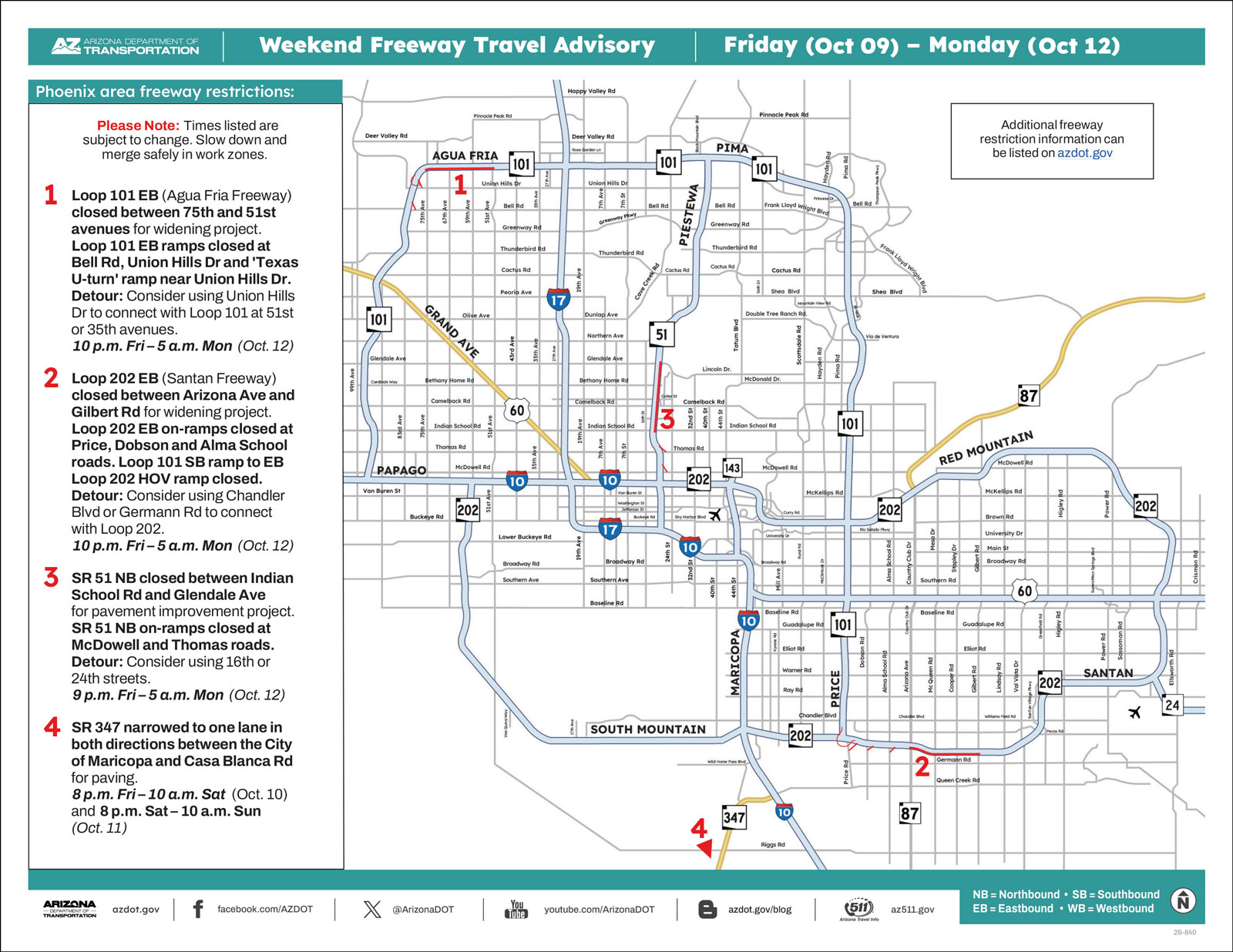 Weekend Closures Map