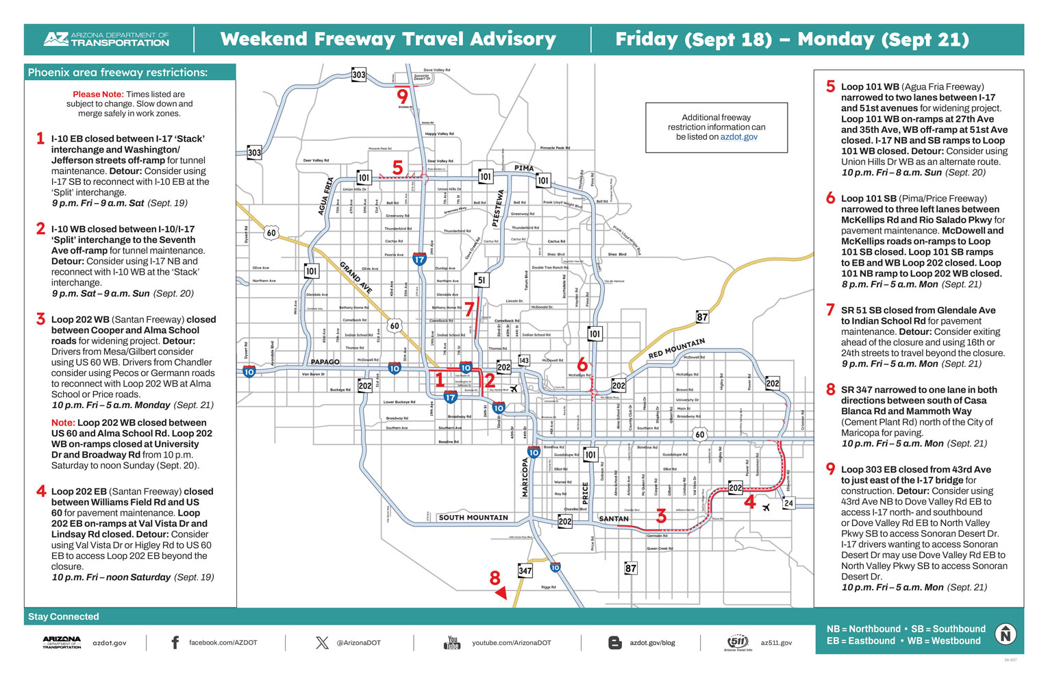 Weekend Closures Map